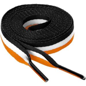 imageAllegra K Colorful Color Block Stripe Canvas Shoe Strings Flat Shoelace for Sneaker 2 PairsBlackwhiteorange