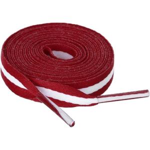 imageAllegra K Colorful Color Block Stripe Canvas Shoe Strings Flat Shoelace for Sneaker 2 PairsRedwhitered