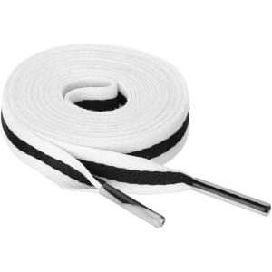 imageAllegra K Colorful Color Block Stripe Canvas Shoe Strings Flat Shoelace for Sneaker 2 PairsWhiteblackwhite