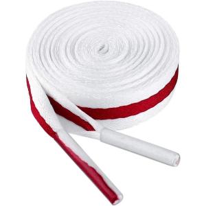 imageAllegra K Colorful Color Block Stripe Canvas Shoe Strings Flat Shoelace for Sneaker 2 PairsWhiteredwhite