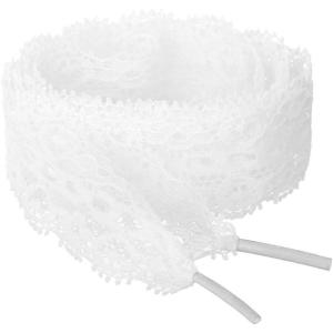 imageAllegra K Womens Hollow Flower Shoestrings 25cm Width Flat Embroidered Laces Shoelace 2 PairsWhite