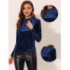 imageAllegra K Casual Velvet Top for Womens Soft Vintage Crew Neck Long Sleeve Christmas TShirtDark Blue