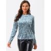 imageAllegra K Casual Velvet Top for Womens Soft Vintage Crew Neck Long Sleeve Christmas TShirtLight Blue