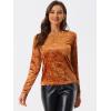 imageAllegra K Casual Velvet Top for Womens Soft Vintage Crew Neck Long Sleeve Christmas TShirtNeon Brown