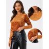 imageAllegra K Casual Velvet Top for Womens Soft Vintage Crew Neck Long Sleeve Christmas TShirtNeon Brown