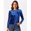 imageAllegra K Casual Velvet Top for Womens Soft Vintage Crew Neck Long Sleeve Christmas TShirtRoyal Blue