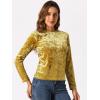 imageAllegra K Casual Velvet Top for Womens Soft Vintage Crew Neck Long Sleeve Christmas TShirtYellow