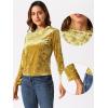 imageAllegra K Casual Velvet Top for Womens Soft Vintage Crew Neck Long Sleeve Christmas TShirtYellow