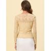 imageAllegra K Floral Lace Shrug for Womens Tie Front Top Ruffled Hem Office Sheer Crop Bolero CardiganBeige