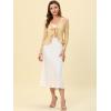 imageAllegra K Floral Lace Shrug for Womens Tie Front Top Ruffled Hem Office Sheer Crop Bolero CardiganBeige