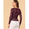 imageAllegra K Floral Lace Shrug for Womens Tie Front Top Ruffled Hem Office Sheer Crop Bolero CardiganBurgundy