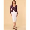 imageAllegra K Floral Lace Shrug for Womens Tie Front Top Ruffled Hem Office Sheer Crop Bolero CardiganBurgundy