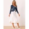 imageAllegra K Floral Lace Shrug for Womens Tie Front Top Ruffled Hem Office Sheer Crop Bolero CardiganDark Blue