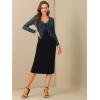 imageAllegra K Floral Lace Shrug for Womens Tie Front Top Ruffled Hem Office Sheer Crop Bolero CardiganDark Blue Grey
