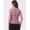 imageAllegra K Floral Lace Shrug for Womens Tie Front Top Ruffled Hem Office Sheer Crop Bolero CardiganDark Pink