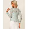 imageAllegra K Floral Lace Shrug for Womens Tie Front Top Ruffled Hem Office Sheer Crop Bolero CardiganGrey