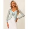 imageAllegra K Floral Lace Shrug for Womens Tie Front Top Ruffled Hem Office Sheer Crop Bolero CardiganGrey
