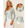 imageAllegra K Floral Lace Shrug for Womens Tie Front Top Ruffled Hem Office Sheer Crop Bolero CardiganGrey