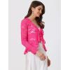 imageAllegra K Floral Lace Shrug for Womens Tie Front Top Ruffled Hem Office Sheer Crop Bolero CardiganHot Pink