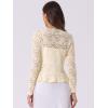 imageAllegra K Floral Lace Shrug for Womens Tie Front Top Ruffled Hem Office Sheer Crop Bolero CardiganLight Beige