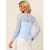 imageAllegra K Floral Lace Shrug for Womens Tie Front Top Ruffled Hem Office Sheer Crop Bolero CardiganLight Blue