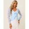 imageAllegra K Floral Lace Shrug for Womens Tie Front Top Ruffled Hem Office Sheer Crop Bolero CardiganLight Blue