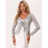 imageAllegra K Floral Lace Shrug for Womens Tie Front Top Ruffled Hem Office Sheer Crop Bolero CardiganLight Grey