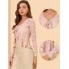 imageAllegra K Floral Lace Shrug for Womens Tie Front Top Ruffled Hem Office Sheer Crop Bolero CardiganPink