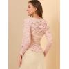 imageAllegra K Floral Lace Shrug for Womens Tie Front Top Ruffled Hem Office Sheer Crop Bolero CardiganPink