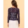 imageAllegra K Floral Lace Shrug for Womens Tie Front Top Ruffled Hem Office Sheer Crop Bolero CardiganPurple
