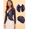 imageAllegra K Floral Lace Shrug for Womens Tie Front Top Ruffled Hem Office Sheer Crop Bolero CardiganPurple