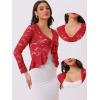 imageAllegra K Floral Lace Shrug for Womens Tie Front Top Ruffled Hem Office Sheer Crop Bolero CardiganRed