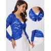 imageAllegra K Floral Lace Shrug for Womens Tie Front Top Ruffled Hem Office Sheer Crop Bolero CardiganRoyal Blue