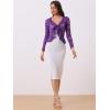 imageAllegra K Floral Lace Shrug for Womens Tie Front Top Ruffled Hem Office Sheer Crop Bolero CardiganViolet Purple