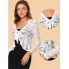 imageAllegra K Floral Lace Shrug for Womens Tie Front Top Ruffled Hem Office Sheer Crop Bolero CardiganWhite
