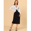 imageAllegra K Floral Lace Shrug for Womens Tie Front Top Ruffled Hem Office Sheer Crop Bolero CardiganWhite