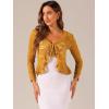 imageAllegra K Floral Lace Shrug for Womens Tie Front Top Ruffled Hem Office Sheer Crop Bolero CardiganYellow