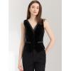 imageAllegra K Velvet Suit Waistcoat for Womens Retro Sleeveless Steampunk Blazer Dressy VestBlack