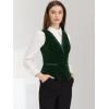 imageAllegra K Velvet Suit Waistcoat for Womens Retro Sleeveless Steampunk Blazer Dressy VestDark Green