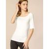 imageAllegra K Womens Half Sleeves Scoop Neck Fitted Layering Top Soft TShirtBeige