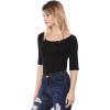 imageAllegra K Womens Half Sleeves Scoop Neck Fitted Layering Top Soft TShirtBlack