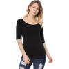 imageAllegra K Womens Half Sleeves Scoop Neck Fitted Layering Top Soft TShirtBlack