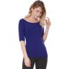 imageAllegra K Womens Half Sleeves Scoop Neck Fitted Layering Top Soft TShirtBlue