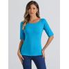 imageAllegra K Womens Half Sleeves Scoop Neck Fitted Layering Top Soft TShirtLake Blue