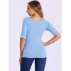 imageAllegra K Womens Half Sleeves Scoop Neck Fitted Layering Top Soft TShirtLight Blue