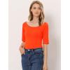 imageAllegra K Womens Half Sleeves Scoop Neck Fitted Layering Top Soft TShirtPumpkin Orange