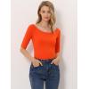 imageAllegra K Womens Half Sleeves Scoop Neck Fitted Layering Top Soft TShirtPumpkin Orange