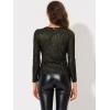 imageAllegra K Womens Halloween Long Sleeve Tops Sparkly Glitter Shiny Metallic TopsBlack Shiny