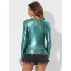 imageAllegra K Womens Halloween Long Sleeve Tops Sparkly Glitter Shiny Metallic TopsBlue Shiny