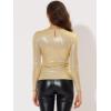 imageAllegra K Womens Halloween Long Sleeve Tops Sparkly Glitter Shiny Metallic TopsGold Shiny